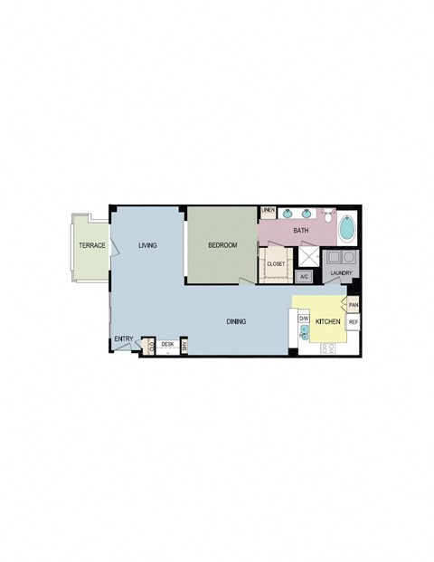 Floor plan for 1 bed, 1 bath, 1154 sqft